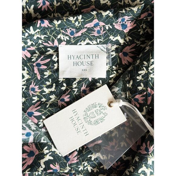 NWT Hyacinth House Noah Green Floral Ruffle Sleeve Button Down Fall Top XXS - Picture 5 of 6